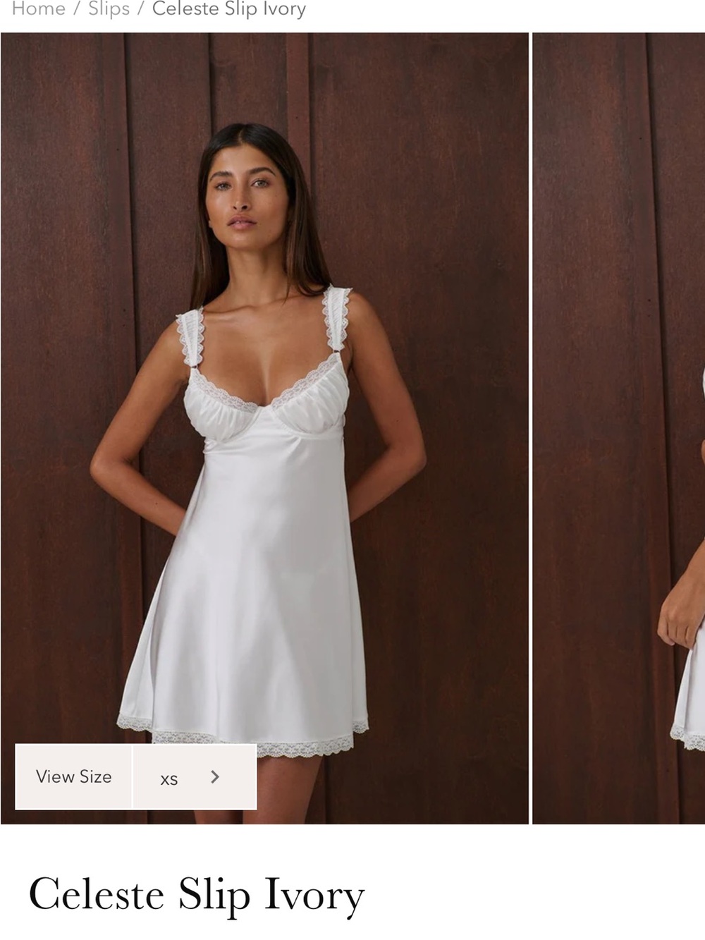 Celeste Slip in Ivory — Women's Satin Chemise XS